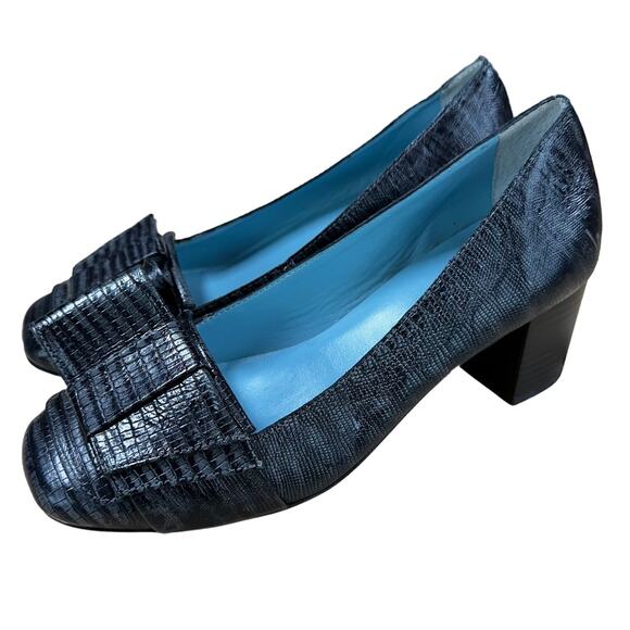 Frances Valentine NWOB Kit Block Heel Pump Dark Gray Size 6.5B Lizard Skin - Picture 4 of 8